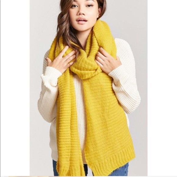 Accessories - OVERSIZED blanket KNIT SCARF Mustard yellow LONG